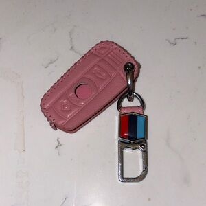 Amazon Pink Leather Key Fob Case
